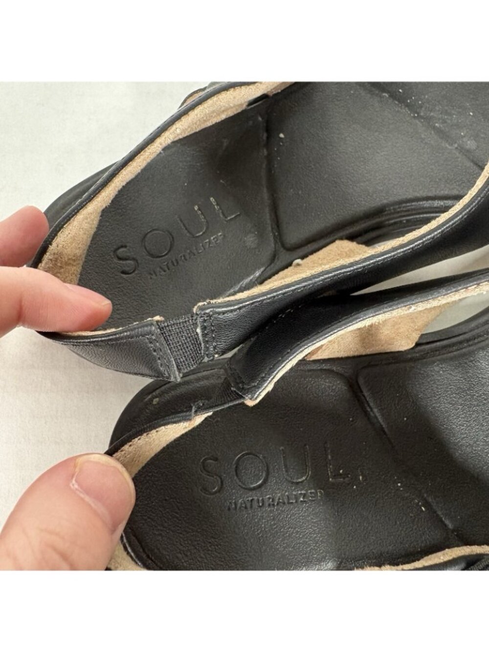 SOUL Naturalizer Women 8.5M Black Faux Leather Comfort Freya Flat Sandals - Picture 10 of 12